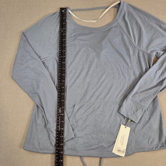 Calvin Klein Performance Long Sleeve Drawstring Top Blue XS NWT - Picture 8 of 16